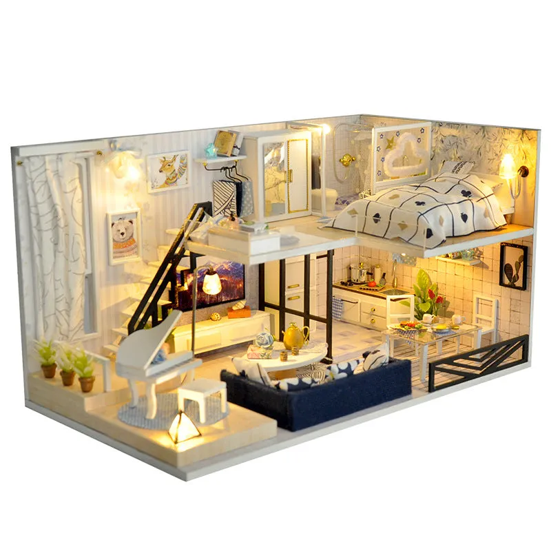 DIY Dollhouse Miniature with Furniture Manual Assembly Model House Birthday Gift Building Model-TD-32