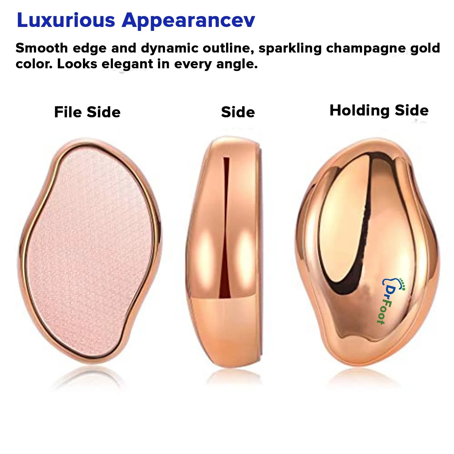 Dr Foot Glass File Callus Remover | For Feet, Dead Skin, Callus Remover | NANO GLASS CRYSTAL Removes Hard Skin, Leaves Feet Smooth | Foot Scraper Rasp LATEST INNOVATION - ROSE GOLD (Pack of 3)