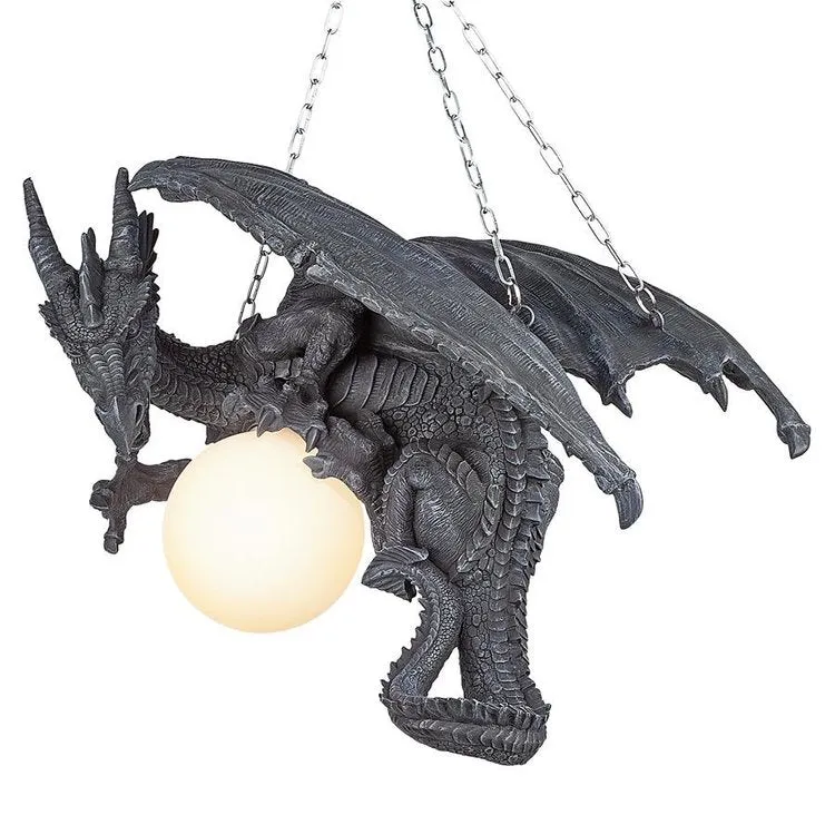 Dragon Sculptural Gothic Chandelier Lamp By Artist Gary Chang