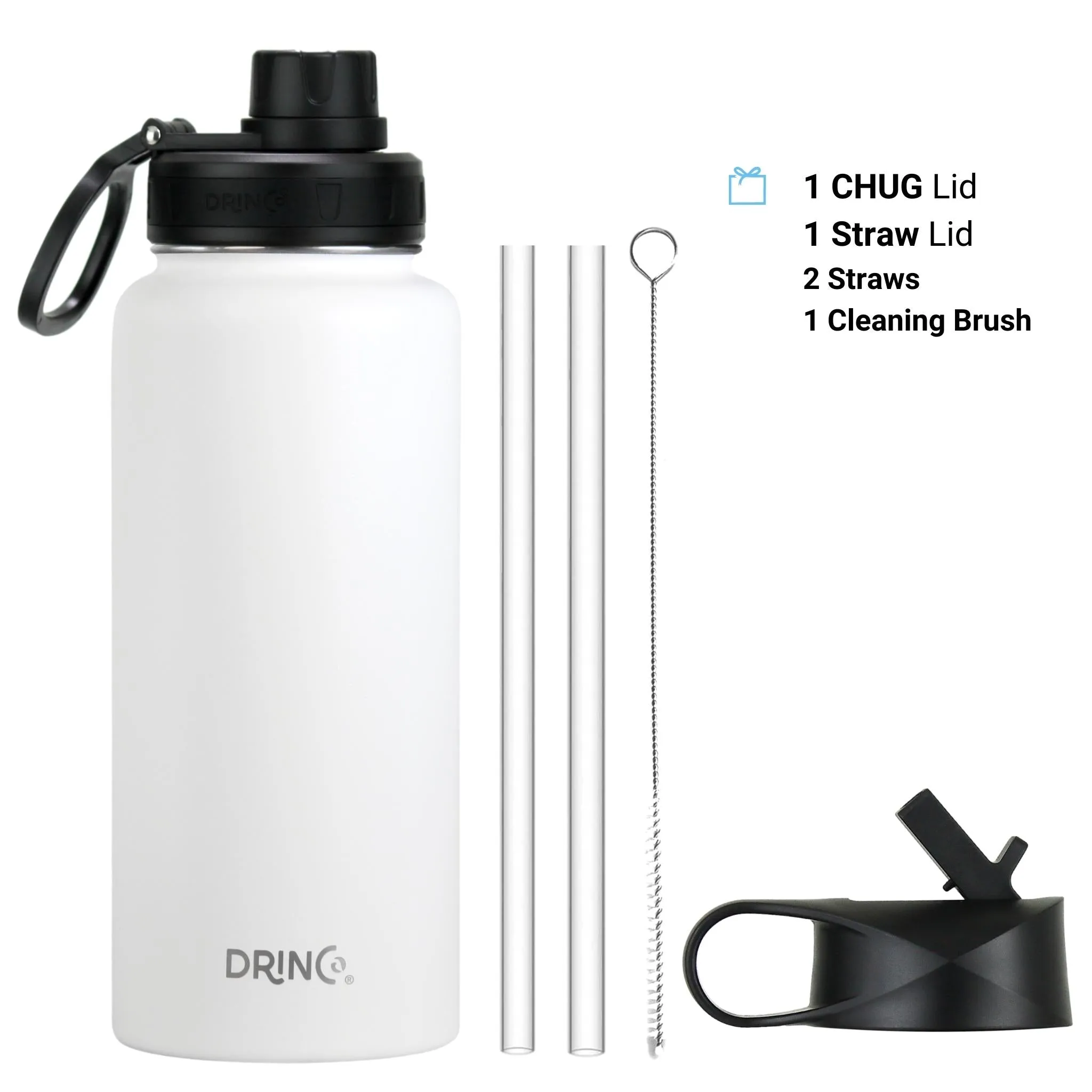 DRINCO® 32oz Stainless Steel Water Bottle - Skull Artic White