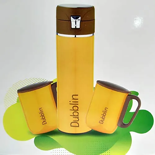 DUBBLIN Water Bottle 420 ml with 2 Mug 220 ml Regent Gift Set (Colour May Vary)