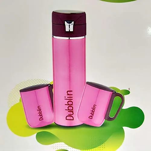 DUBBLIN Water Bottle 420 ml with 2 Mug 220 ml Regent Gift Set (Colour May Vary)