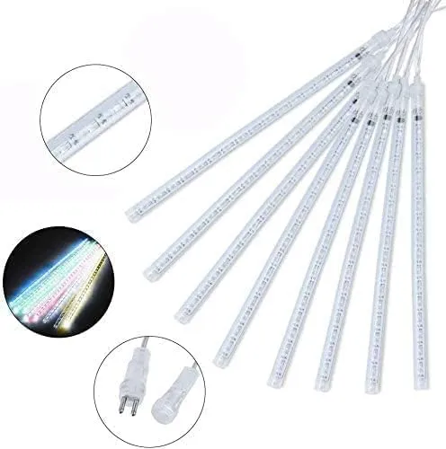 Dwarakesh Enterprises® 144 led Waterproof Shower Drop Multicolor LED Meteor 44cm Long(Each Tube) Meteor fire Effect Hanging 8 eled tealight Candles