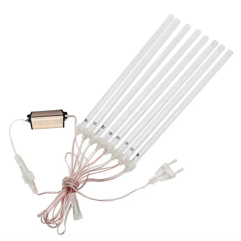 Dwarakesh Enterprises® 144 led Waterproof Shower Drop Warm White LED Meteor 44cm Long(Each Tube) Meteor fire Effect 8 eled tealight Candles