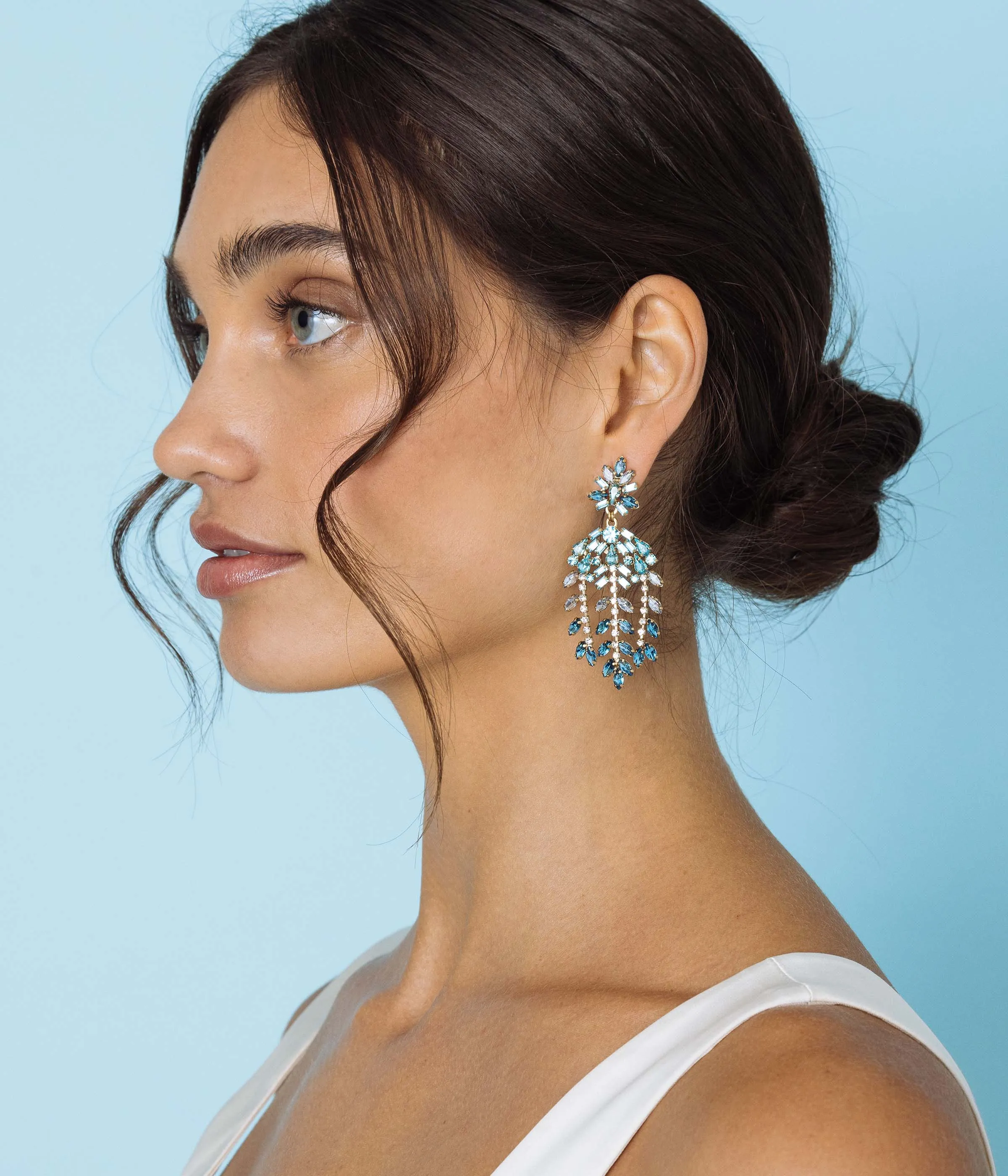 Elena Statement Earrings in Blue