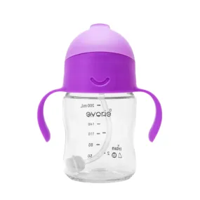 Evorie Tritan Baby 360 Straw Water Bottle Sippy Cup 200mL, Ube