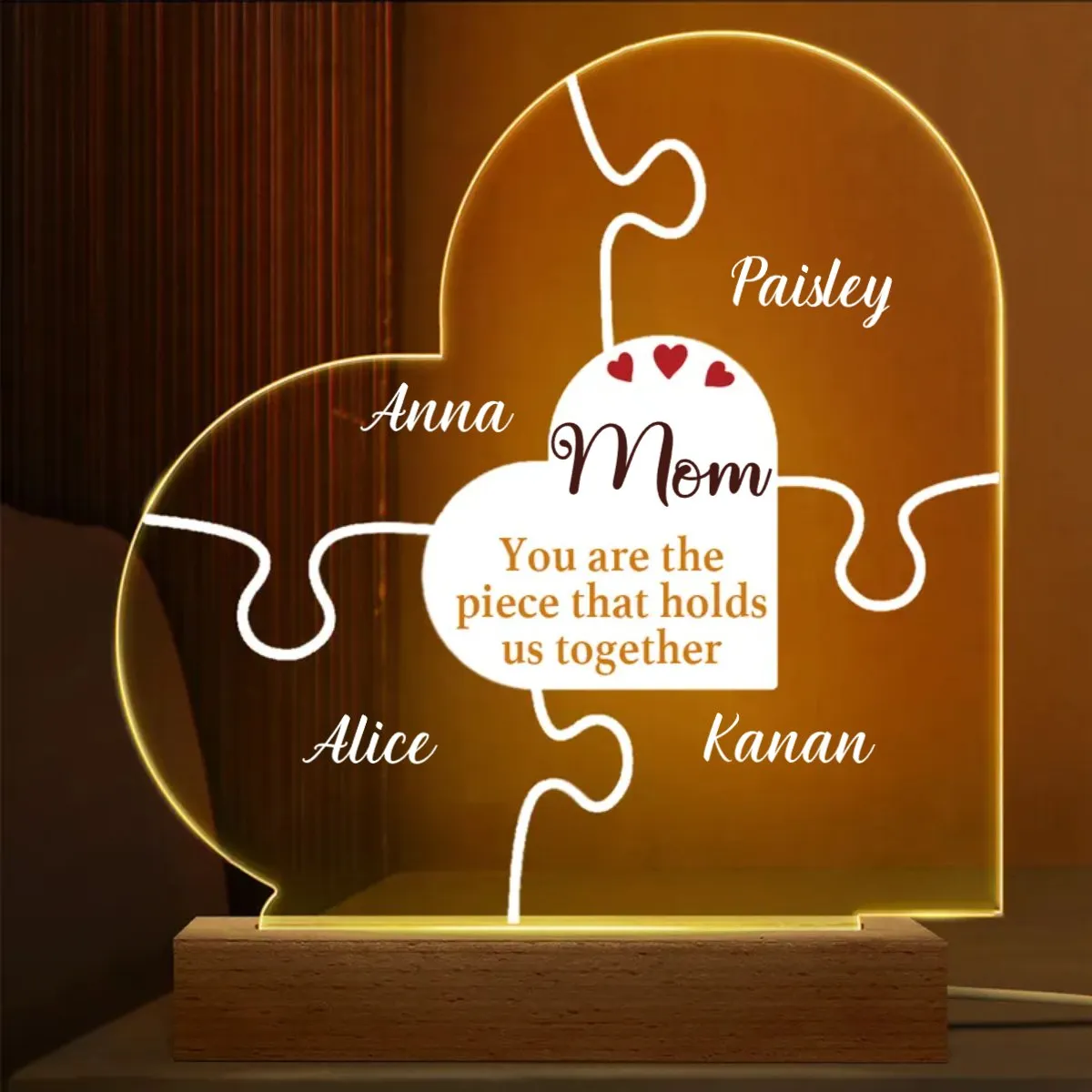 Family - You Are The Piece That Holds Us Together - Personalized Plaque LED Lamp Night Light(BU)