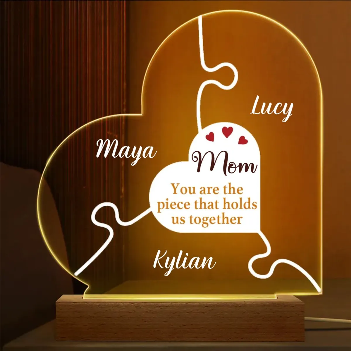 Family - You Are The Piece That Holds Us Together - Personalized Plaque LED Lamp Night Light(BU)