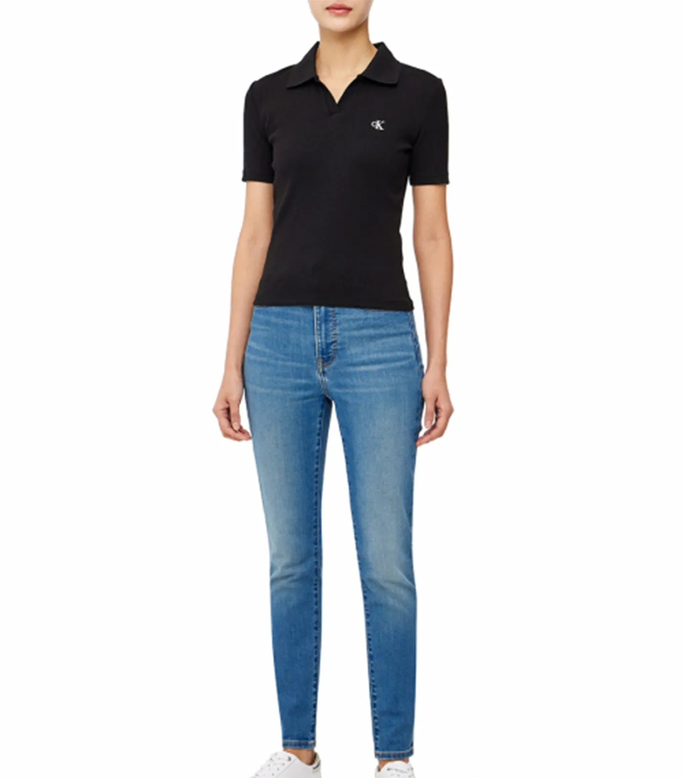 Fast Track Rib Knit Polo Top Black