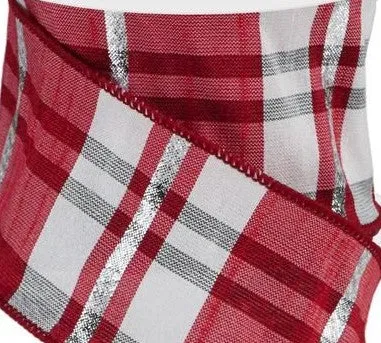 Faux Dupioni Plaid Wired Ribbon - 2 1/2" x 10 Yards