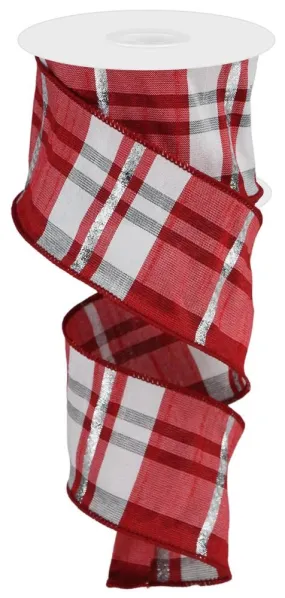 Faux Dupioni Plaid Wired Ribbon - 2 1/2" x 10 Yards