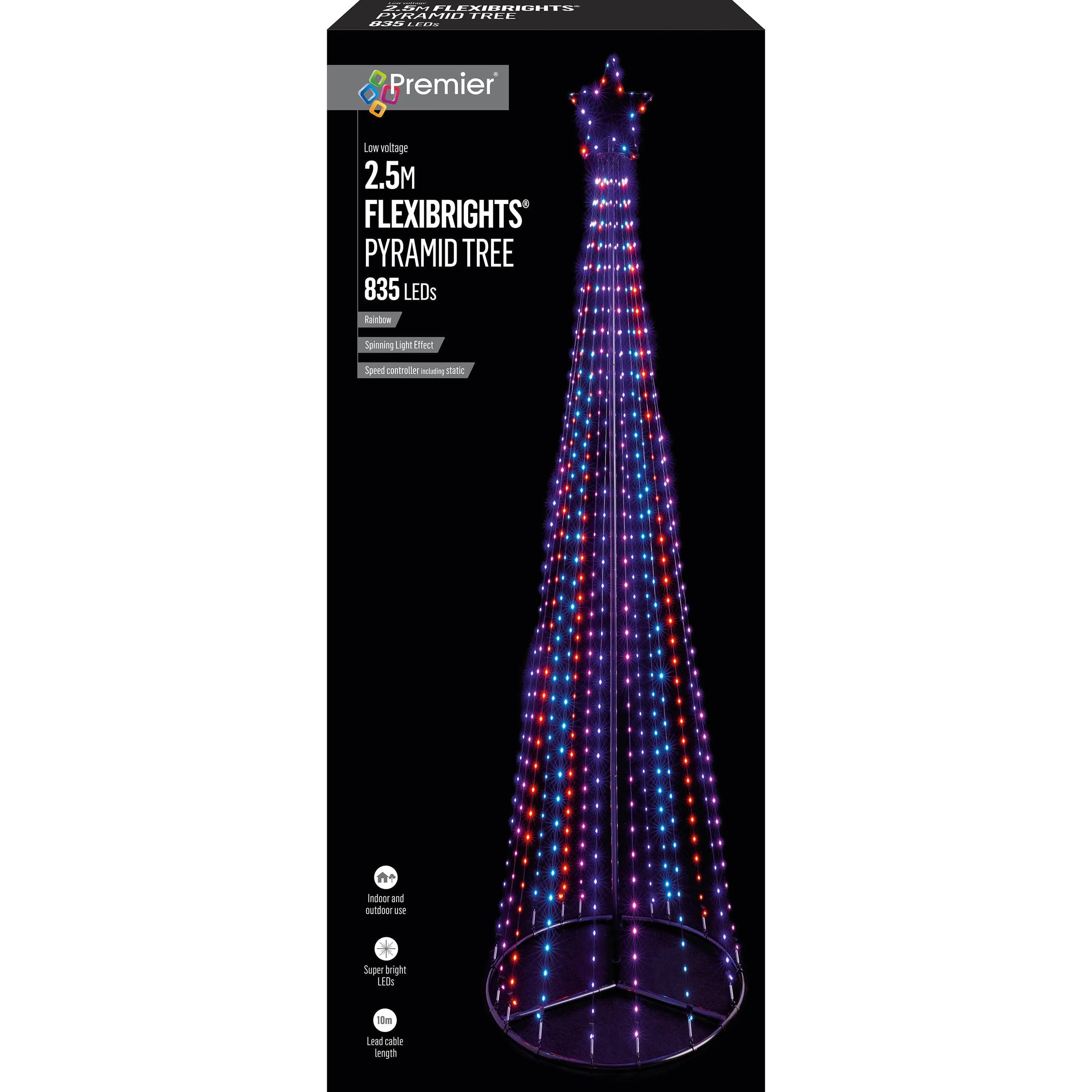 Flexibright LED Pyramid Tree Christmas Lights - Rainbow