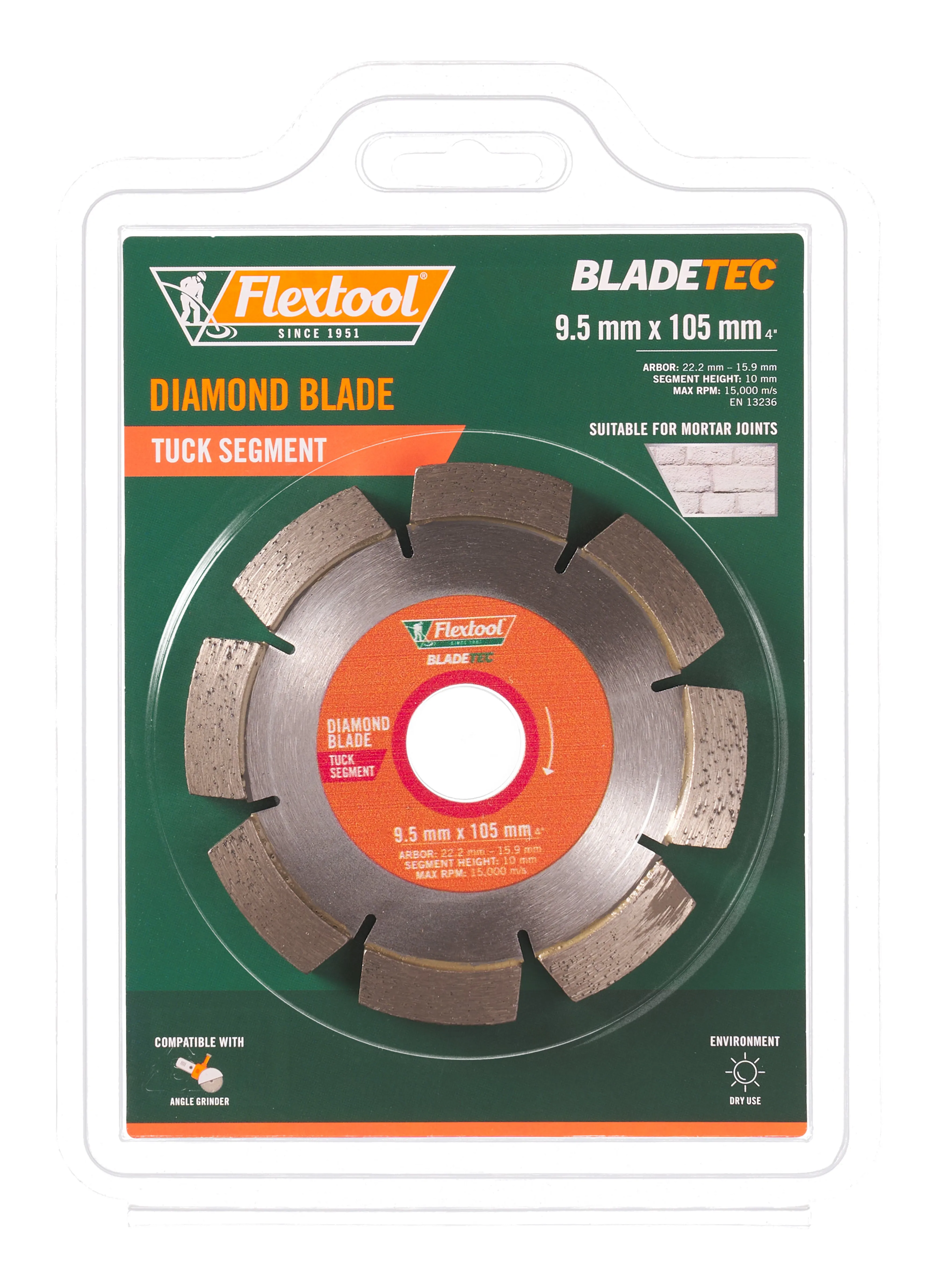 Flextool BladeTec Diamond Blade - Tuck Segment 9.5 mm x 105 mm 4"'