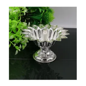 Flower shape oil lamp, silver home temple utensils, silver diya, deepak, silver vessels