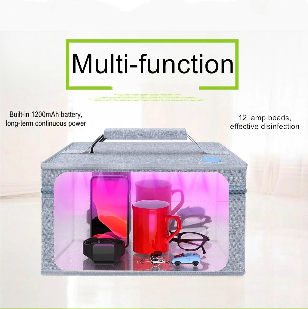 Foldable uv sterilizer bag with 1200mAh battery to clean household personal items