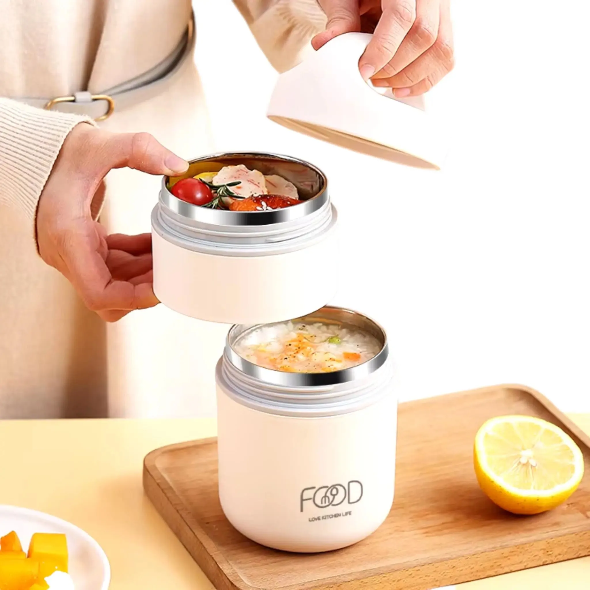 Food Warmer | Stainless Steel Thermal Cup & Insulated Lunch Bag