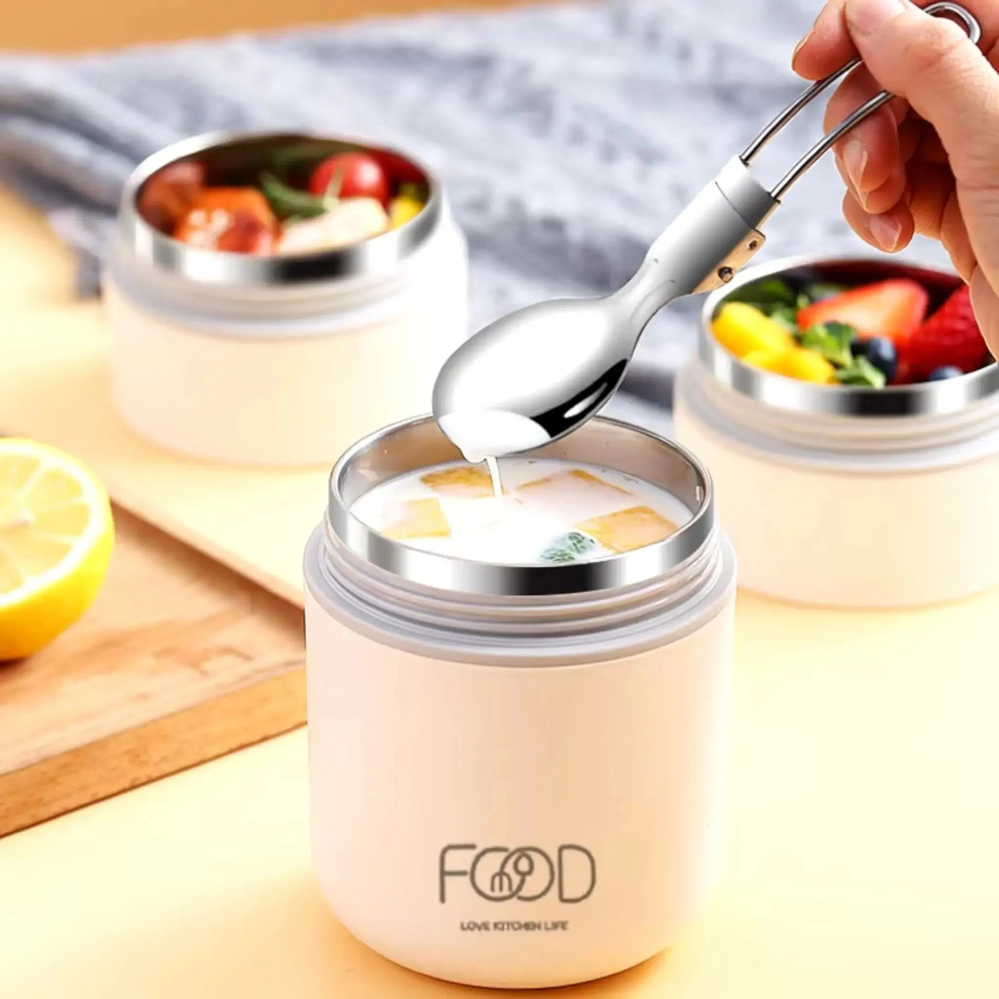 Food Warmer | Stainless Steel Thermal Cup & Insulated Lunch Bag