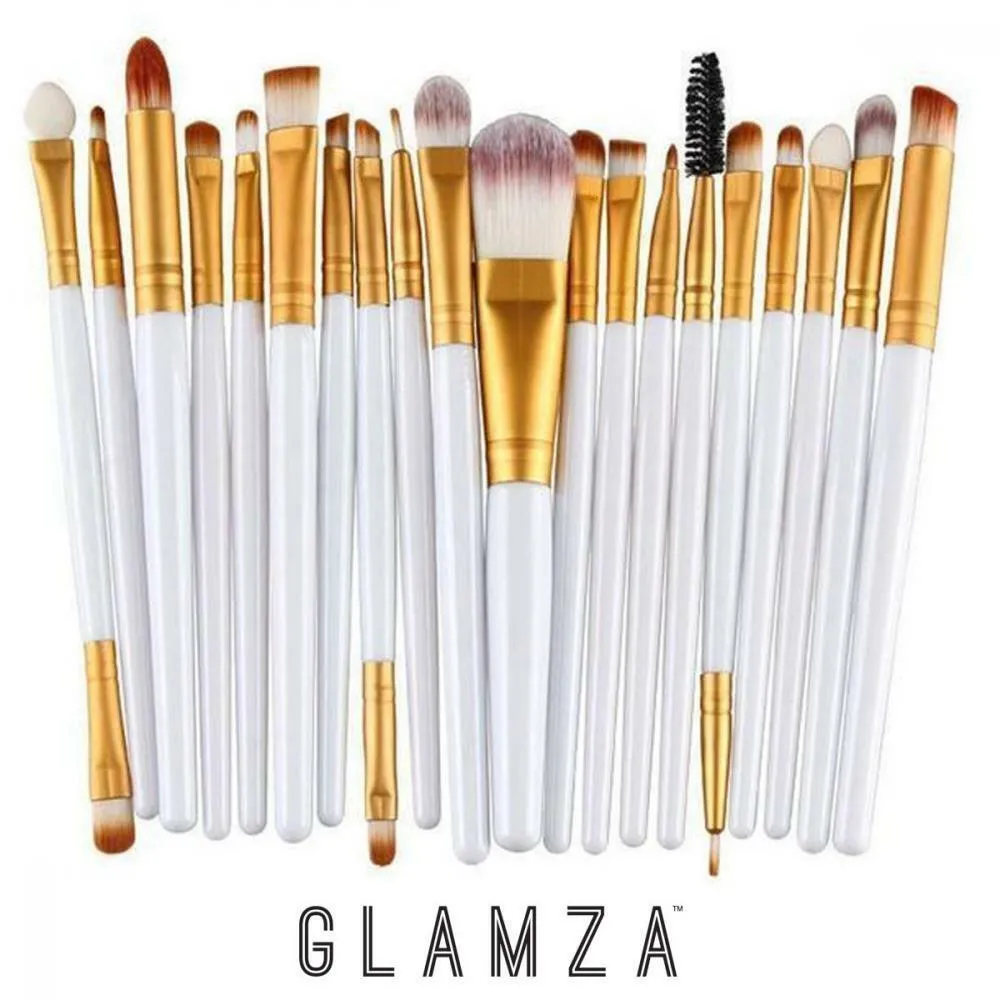 Glamza 20pc Makeup Brushes Set - White