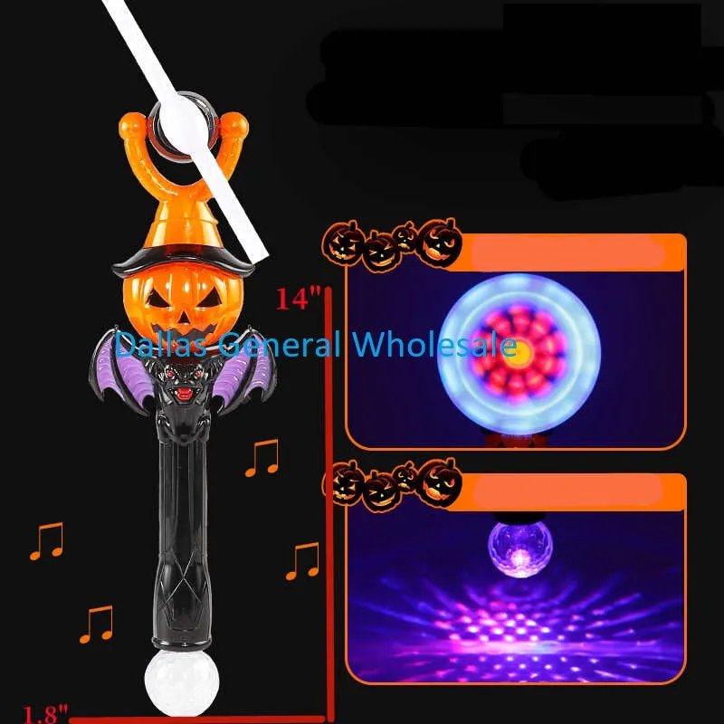 Glow In Dark Lite Up Pumpkin Windmill Wands Wholesale