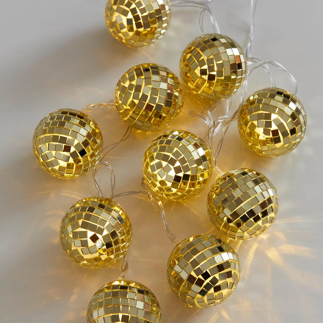 Gold Disco Balls String Lights - 1.6m