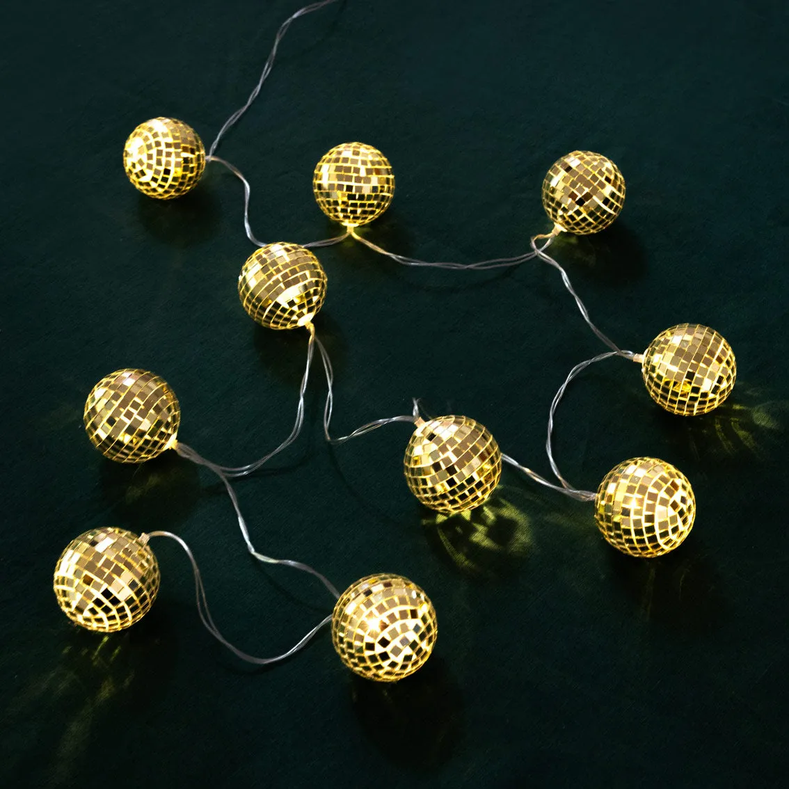 Gold Disco Balls String Lights - 1.6m