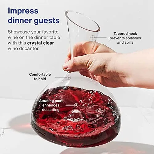 GoodGlassware Wine Decanter – Personal Red Wine Carafe with Wide Base and Aerating Punt - Crystal Clear Clarity, 100% Lead Free Glass (44 oz Capacity)