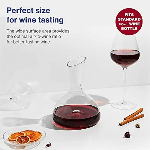 GoodGlassware Wine Decanter – Personal Red Wine Carafe with Wide Base and Aerating Punt - Crystal Clear Clarity, 100% Lead Free Glass (44 oz Capacity)