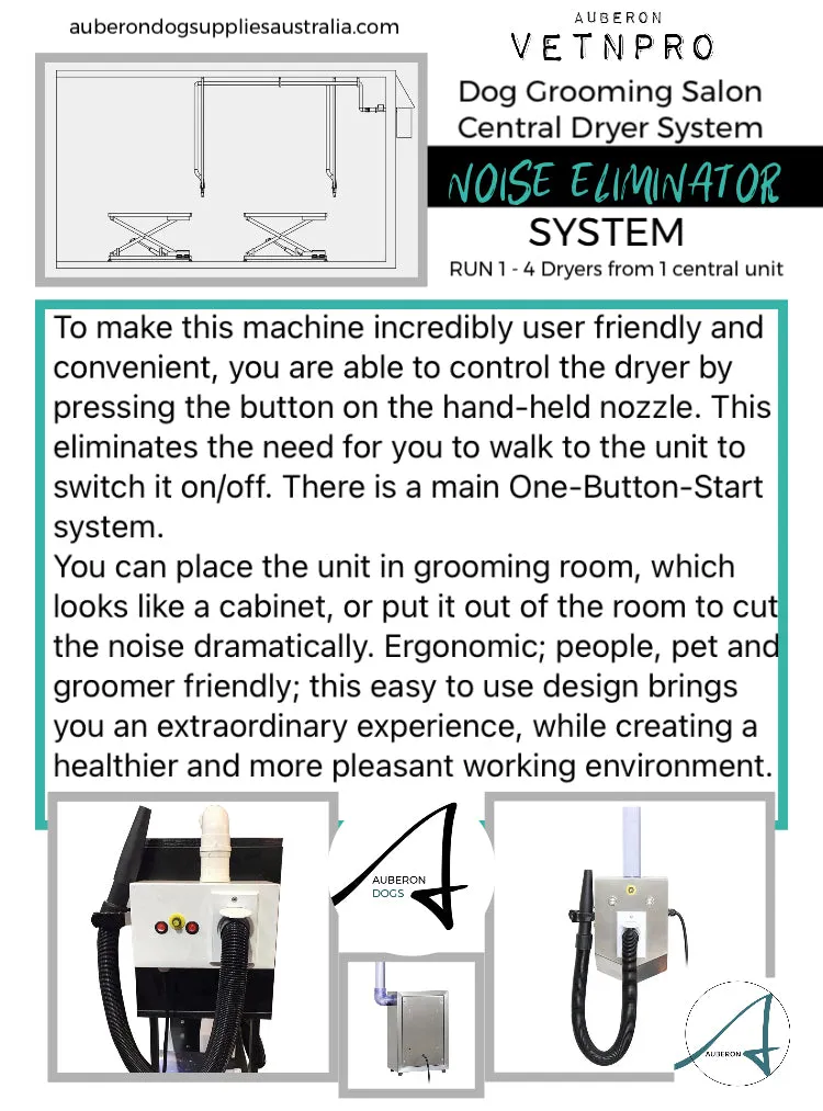 Grooming Salon ‘Noise Elimator’ Central Dryer System Powerful effective efficient quiet Run 1 - 4 Dryers