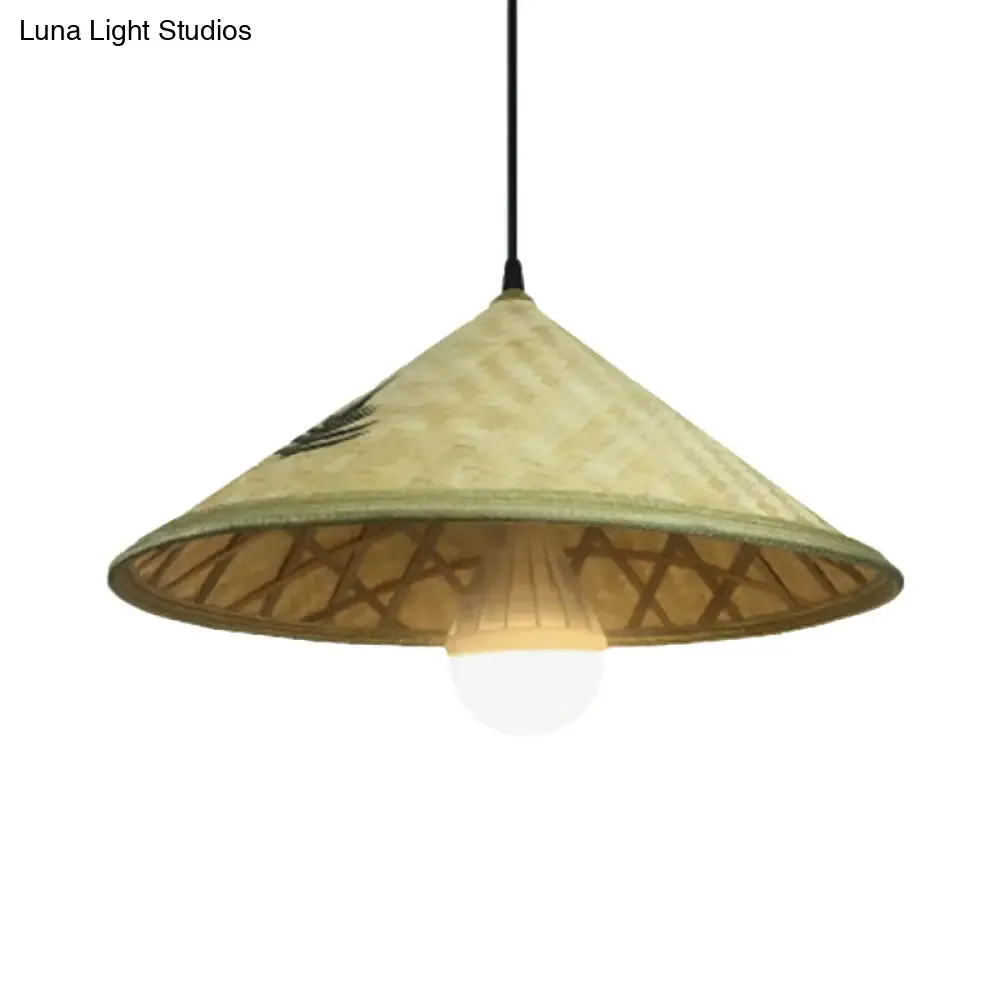 Handcrafted Bamboo Hat Pendant Light - Farmhouse Style, Ideal for Restaurants