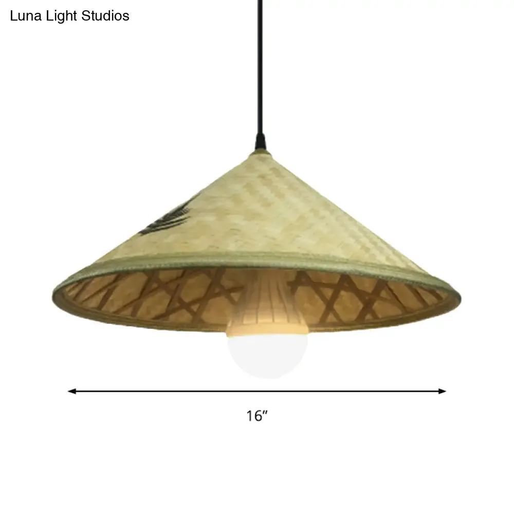 Handcrafted Bamboo Hat Pendant Light - Farmhouse Style, Ideal for Restaurants