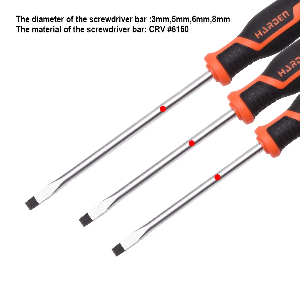 Harden Flat Screwdriver with Soft Handle 8 x 150mm