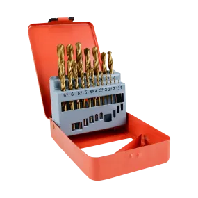 Homdum HSS Drill Bit Set 19 Pcs Maf High Speed Steel Titanium Coated Woodworking Twist Drill Bit Tool Set 1.5-6.5mm (Metal Iron, Aluminium, Wood etc)