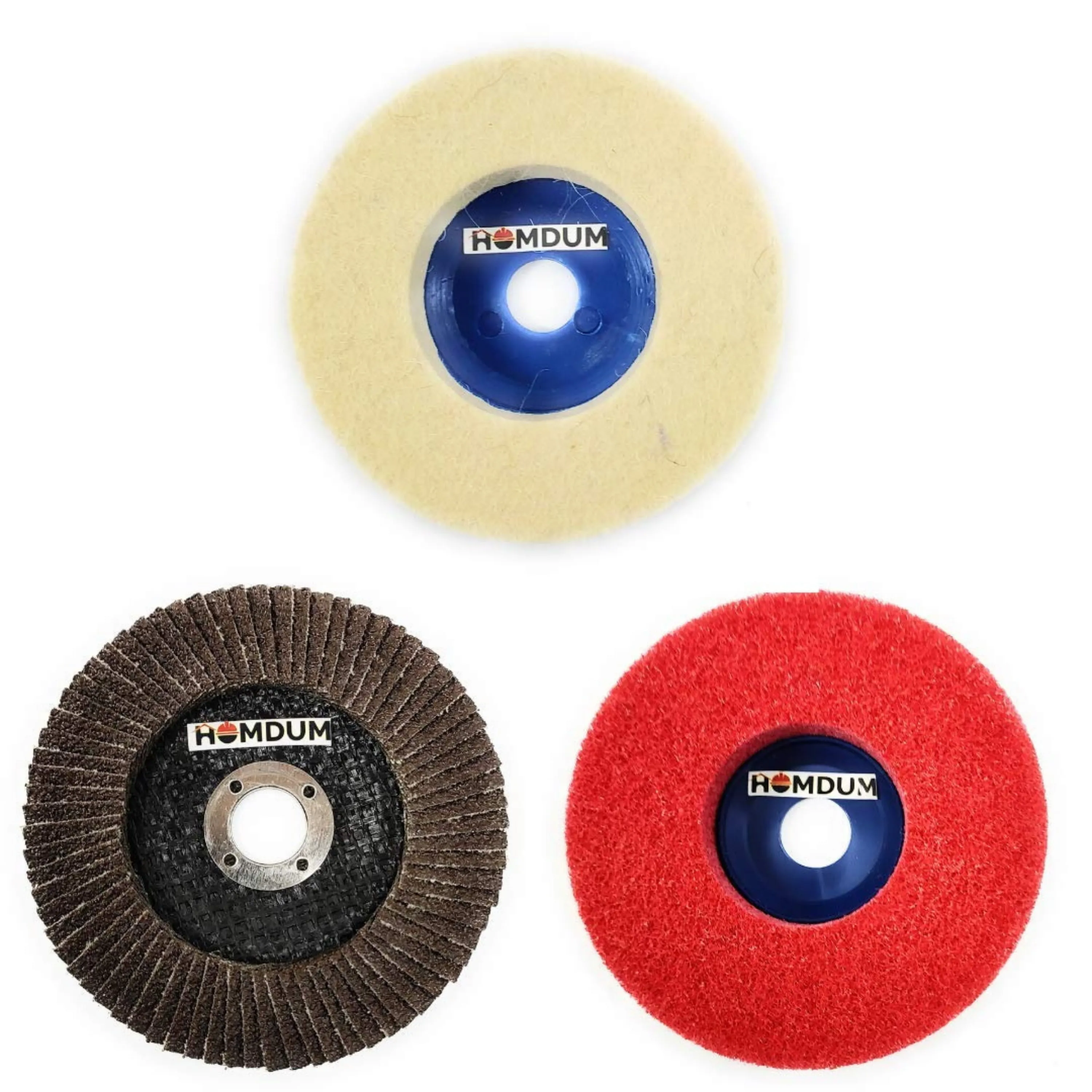 Homdum MAF Non-Woven Felt Pad Emery Flap Disc-Nylon Fiber Wheel for Sanding Buffing Polishing (4 Inch, Random Colour) -Pack of 9 Pieces