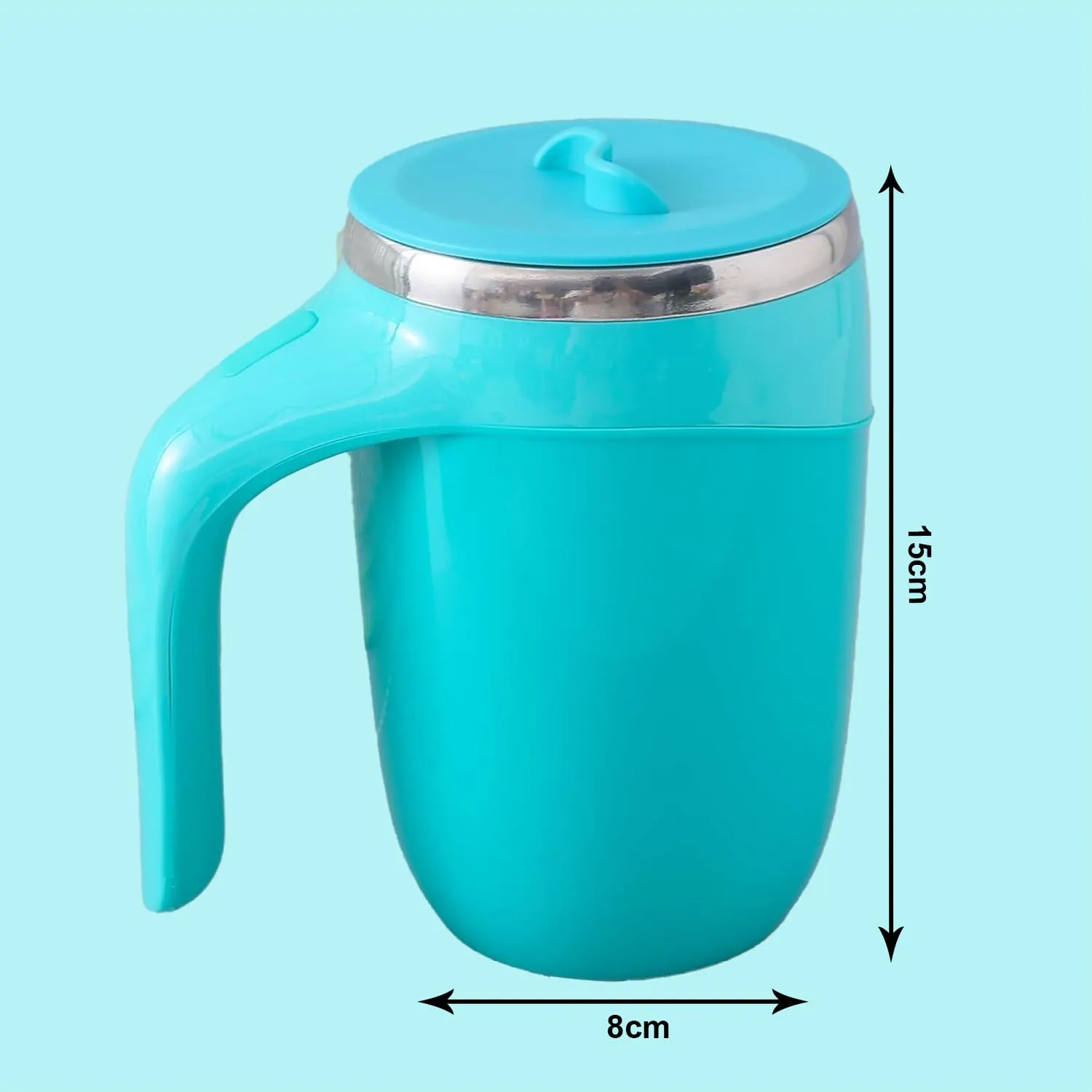 Homestic Anti-Fall Insulated Coffee Mug with Suction Bottom | Leak-Proof Stainless Steel Tumbler | Coffee Mug with Lid and Handle | 500 ML | Blue