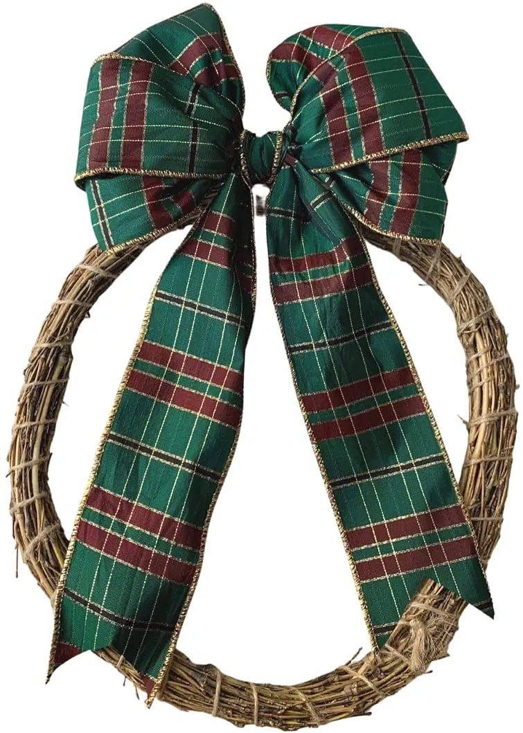 Hunter Green Christmas Plaid Wired Ribbon - 2 1/2" x 10 Yards