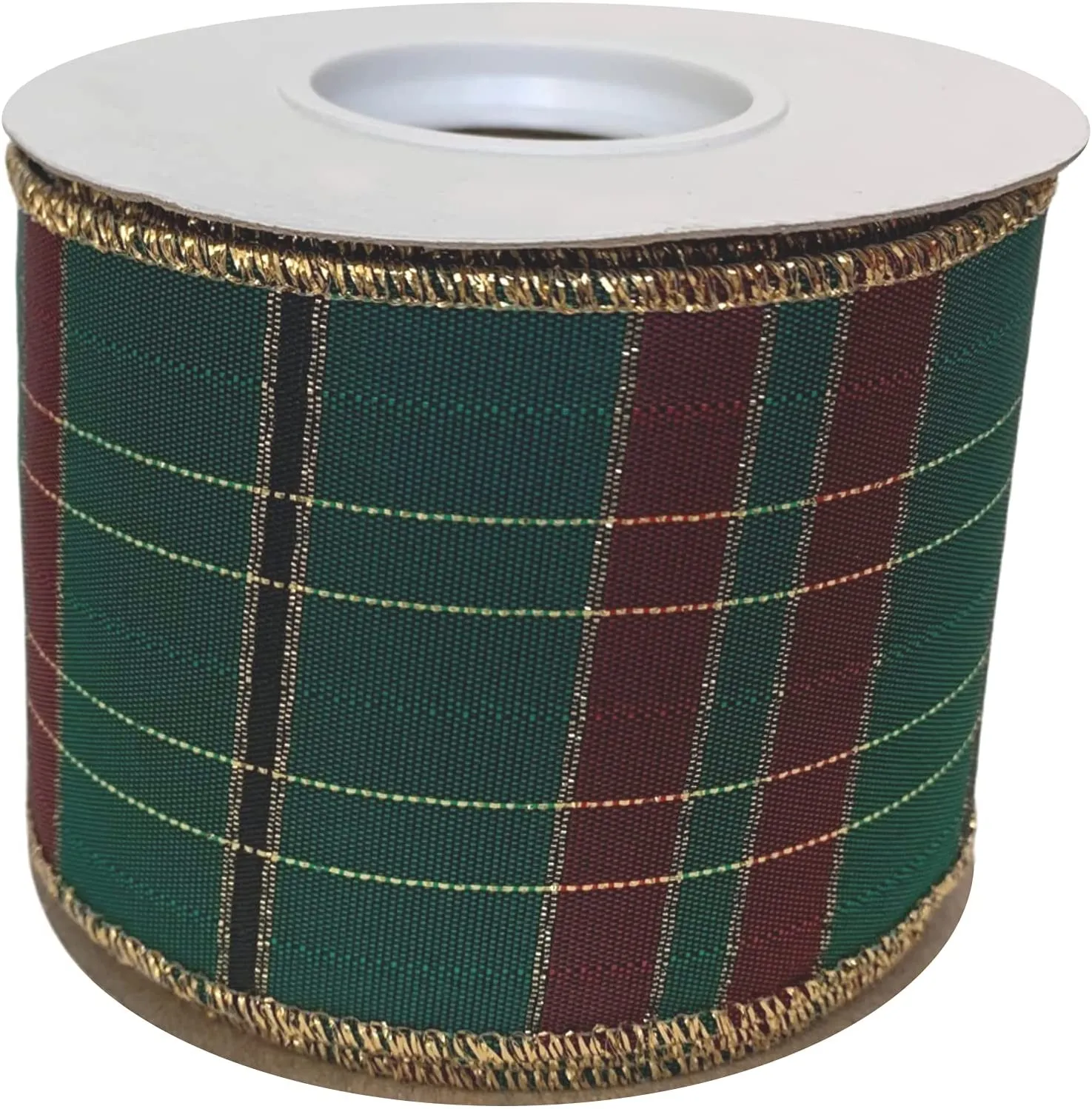 Hunter Green Christmas Plaid Wired Ribbon - 2 1/2" x 10 Yards