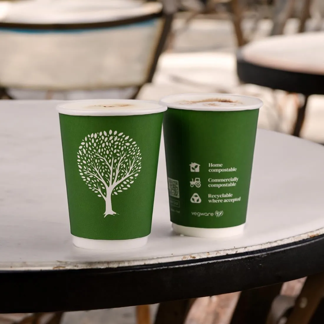 HX486 Vegware Green Tree Double Wall Hot Cups 8oz 79-Series (Pack of 500)