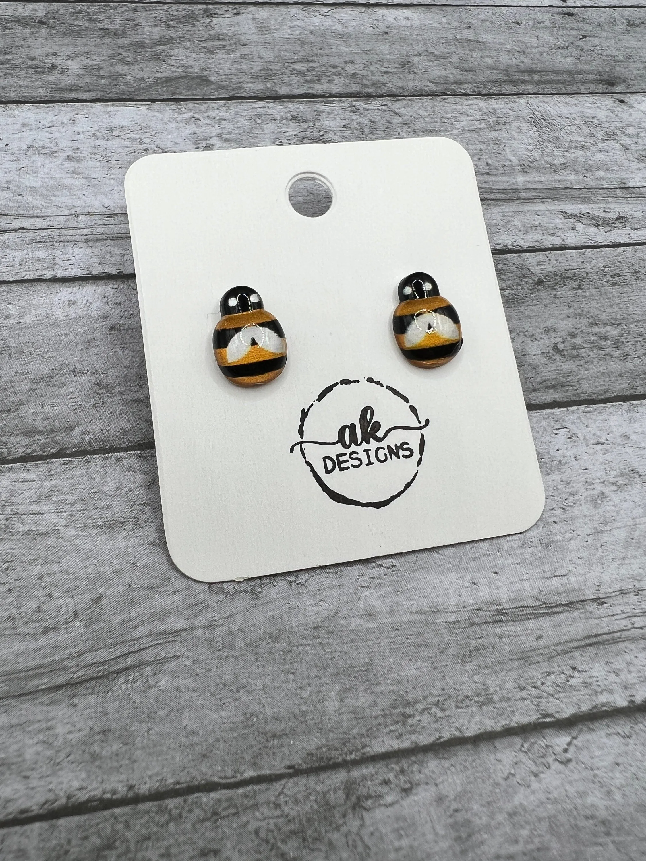 Hypoallergenic Resin Ladybug Bumblebee Petite Stud Earrings - Clearance