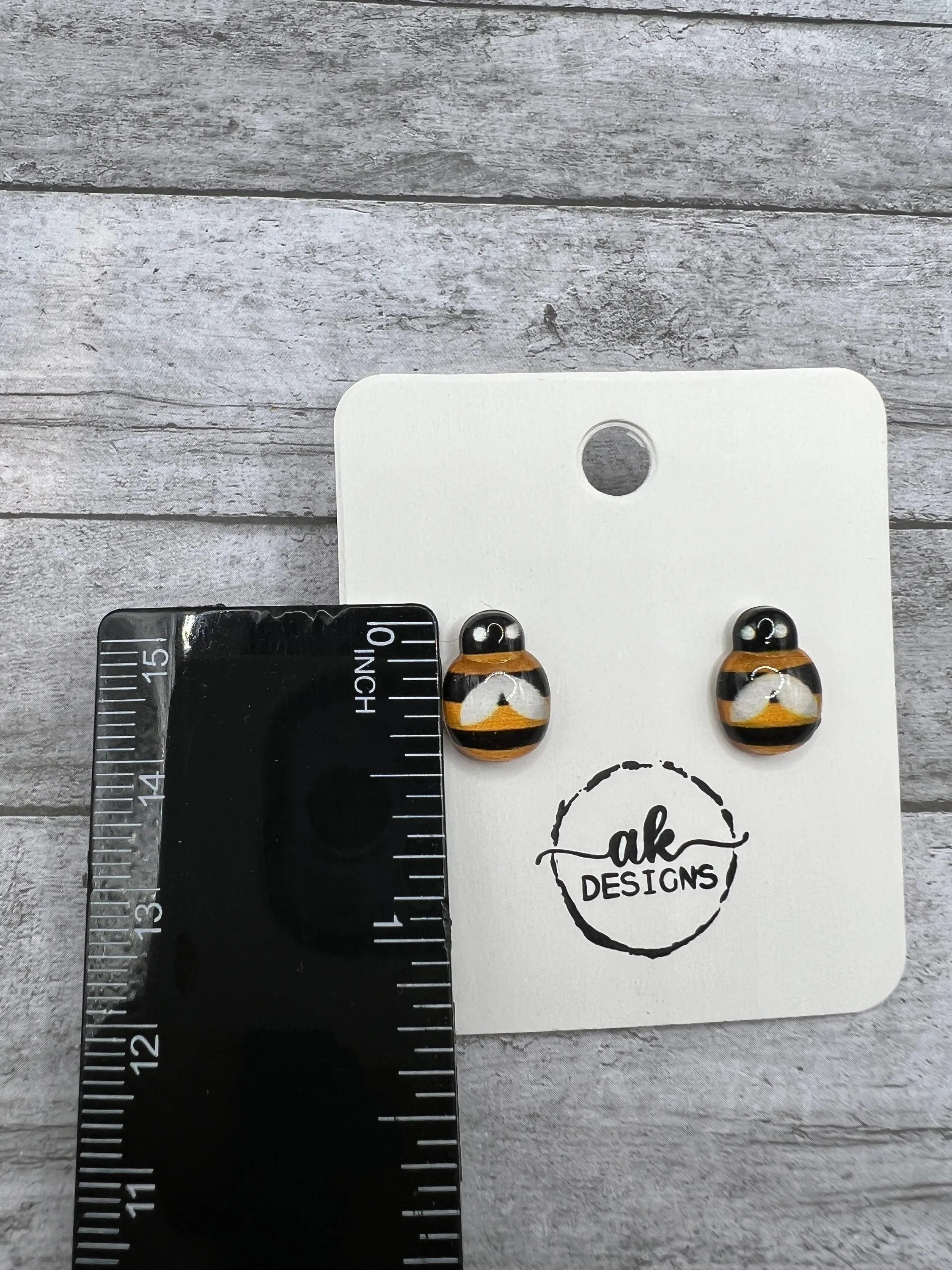 Hypoallergenic Resin Ladybug Bumblebee Petite Stud Earrings - Clearance