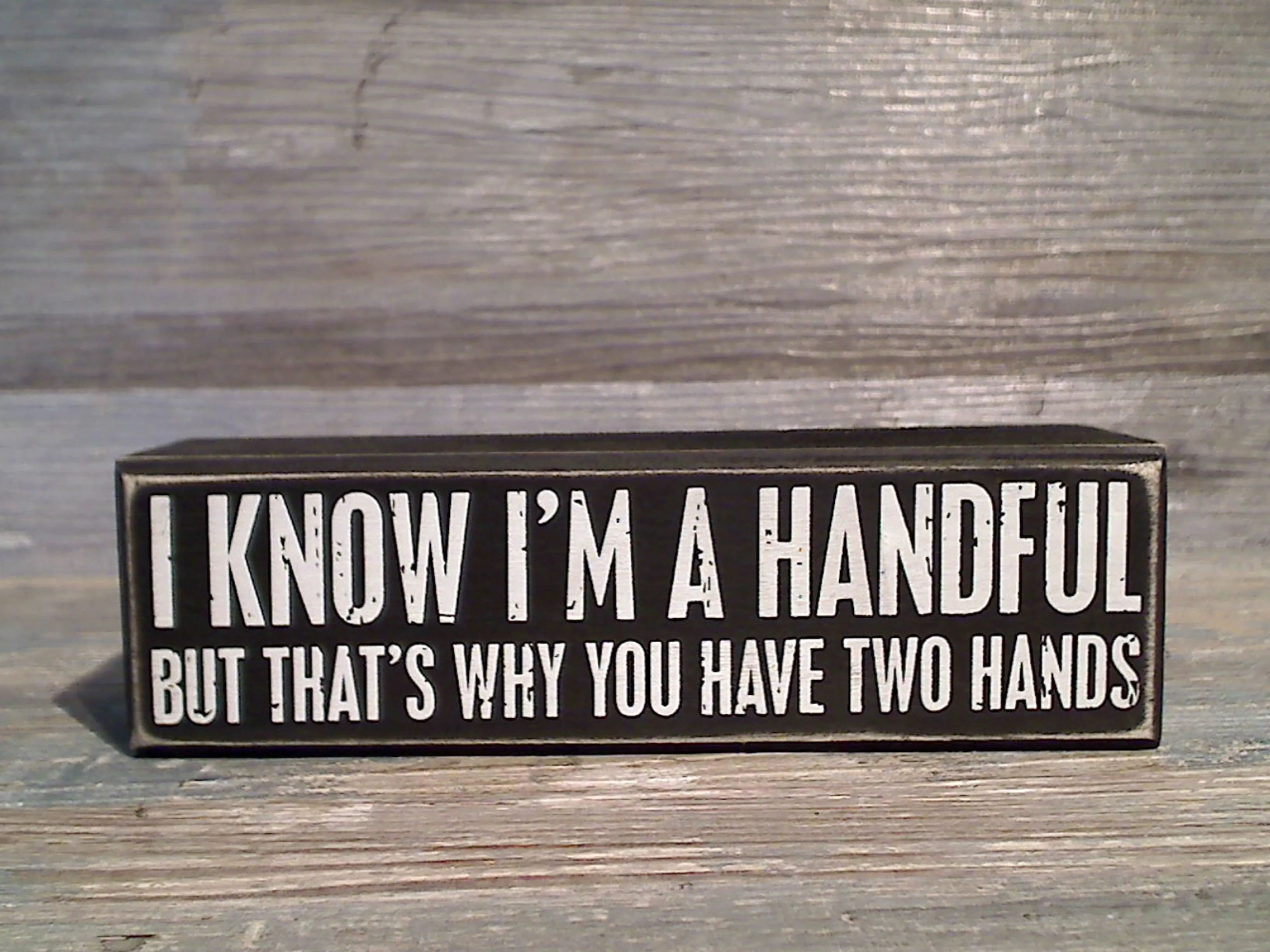 I Know I'm A Handful... 2" x 7" Box Sign