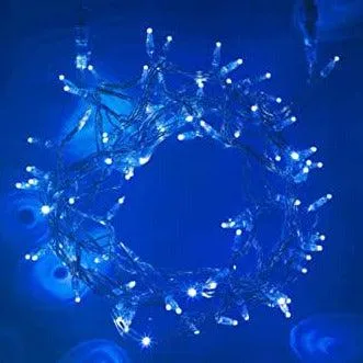 Indoor/Outdoor 8 Function LED Waterproof Fairy Lights with Clear Cable (300 Lights - 25M Cable) - Blue