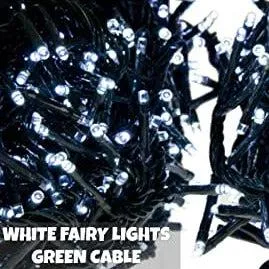 Indoor/Outdoor Static LED Waterproof Fairy Lights with Green Cable (200) - White