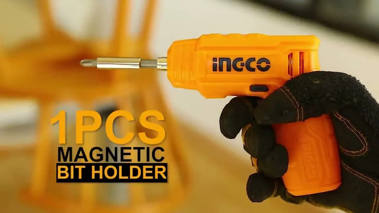 INGCO Lithium-Ion Cordless Screwdriver, Powered Screwdriver LED Rechargeable Handy Drill Screwdriver with 11 pc Accessories, 1pcs Magnetic Bit Holder CSDLI0402