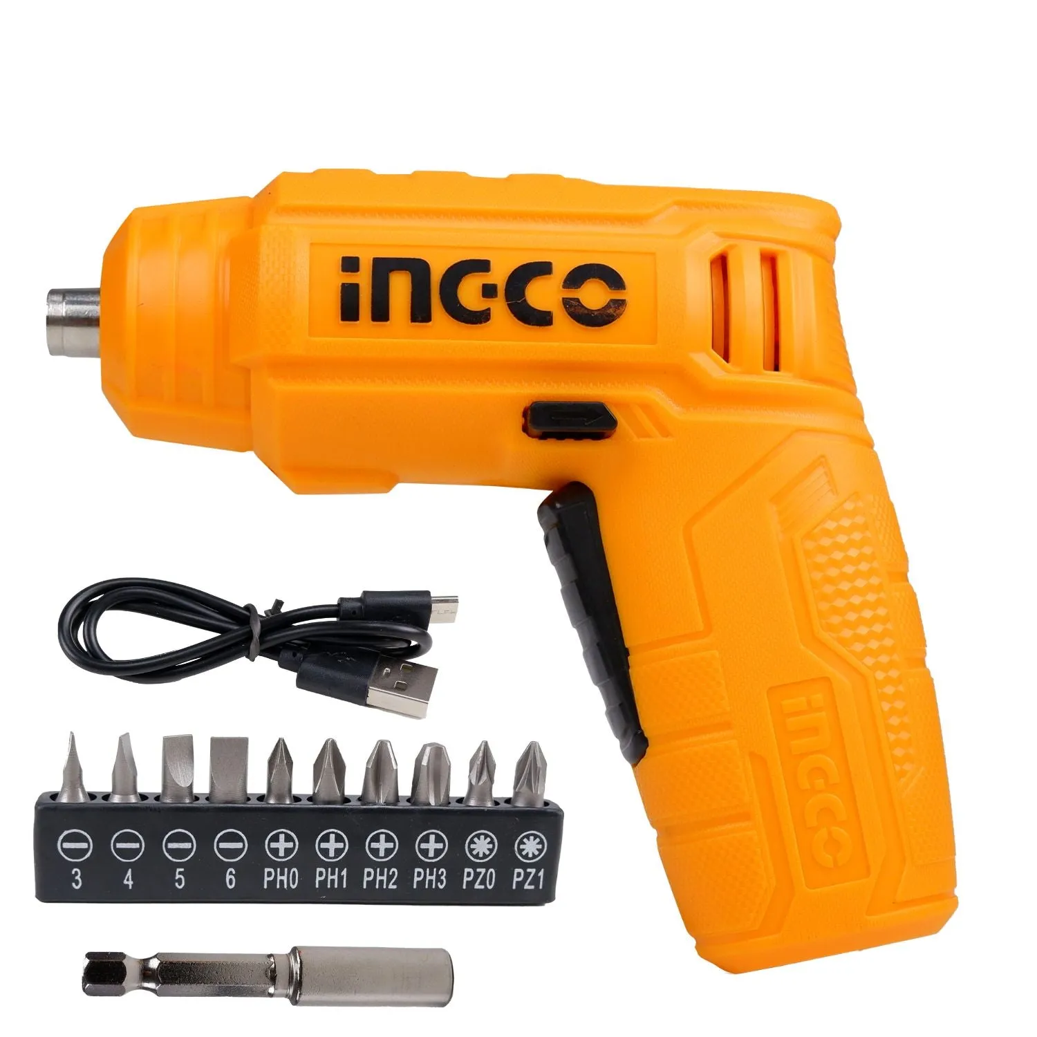 INGCO Lithium-Ion Cordless Screwdriver, Powered Screwdriver LED Rechargeable Handy Drill Screwdriver with 11 pc Accessories, 1pcs Magnetic Bit Holder CSDLI0402