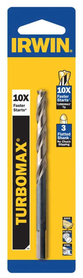 Irwin Turbomax 13/64 in. X 3-5/8 in. L High Speed Steel Drill Bit Straight Shank 1 pc