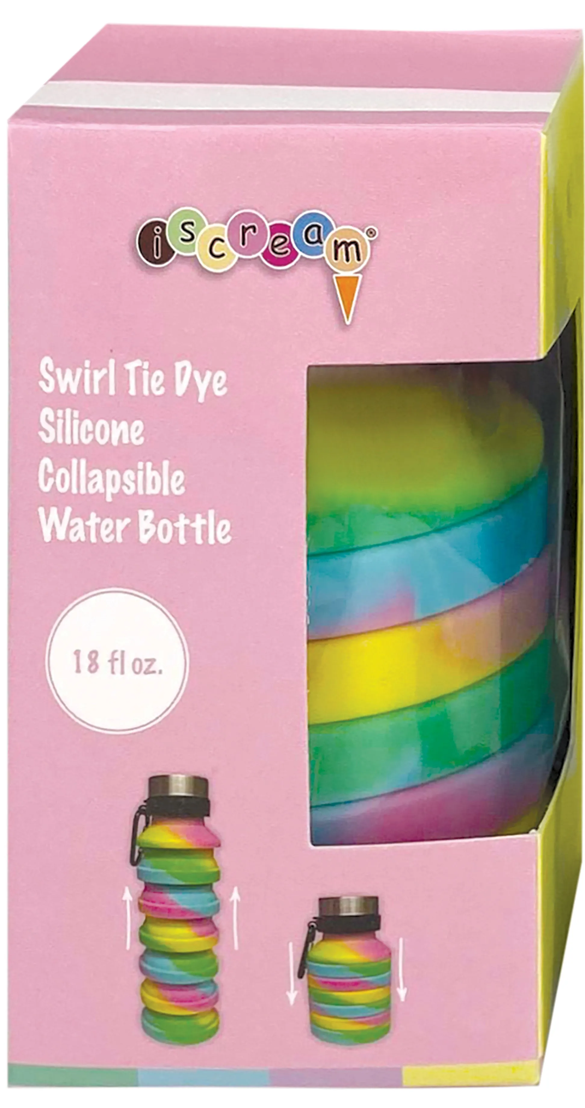 Iscream Swirl Tie Dye Silicone Collapsible Water Bottle