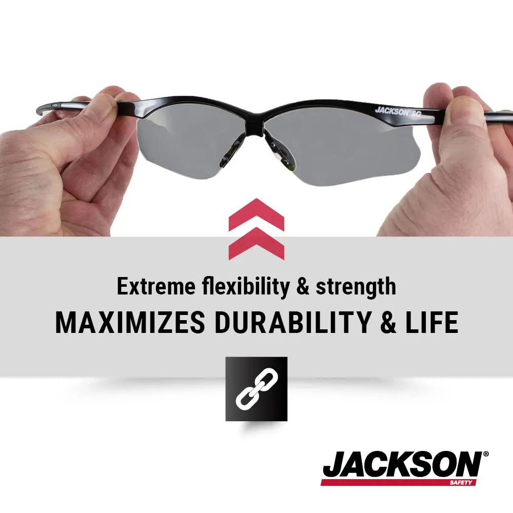 Jackson Safety 50006, SG Black Frame, Grey Lens, Safety Glasses,  Pack of (12)