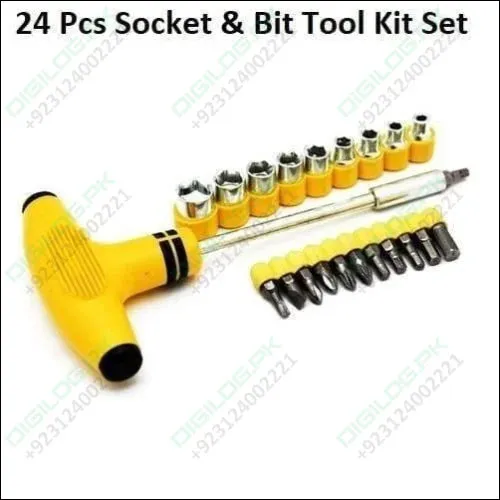 Jialong Multi Purpose t Shape Screwdriver Socket & Bit Tool Kit 24pcs Set For Home & Office