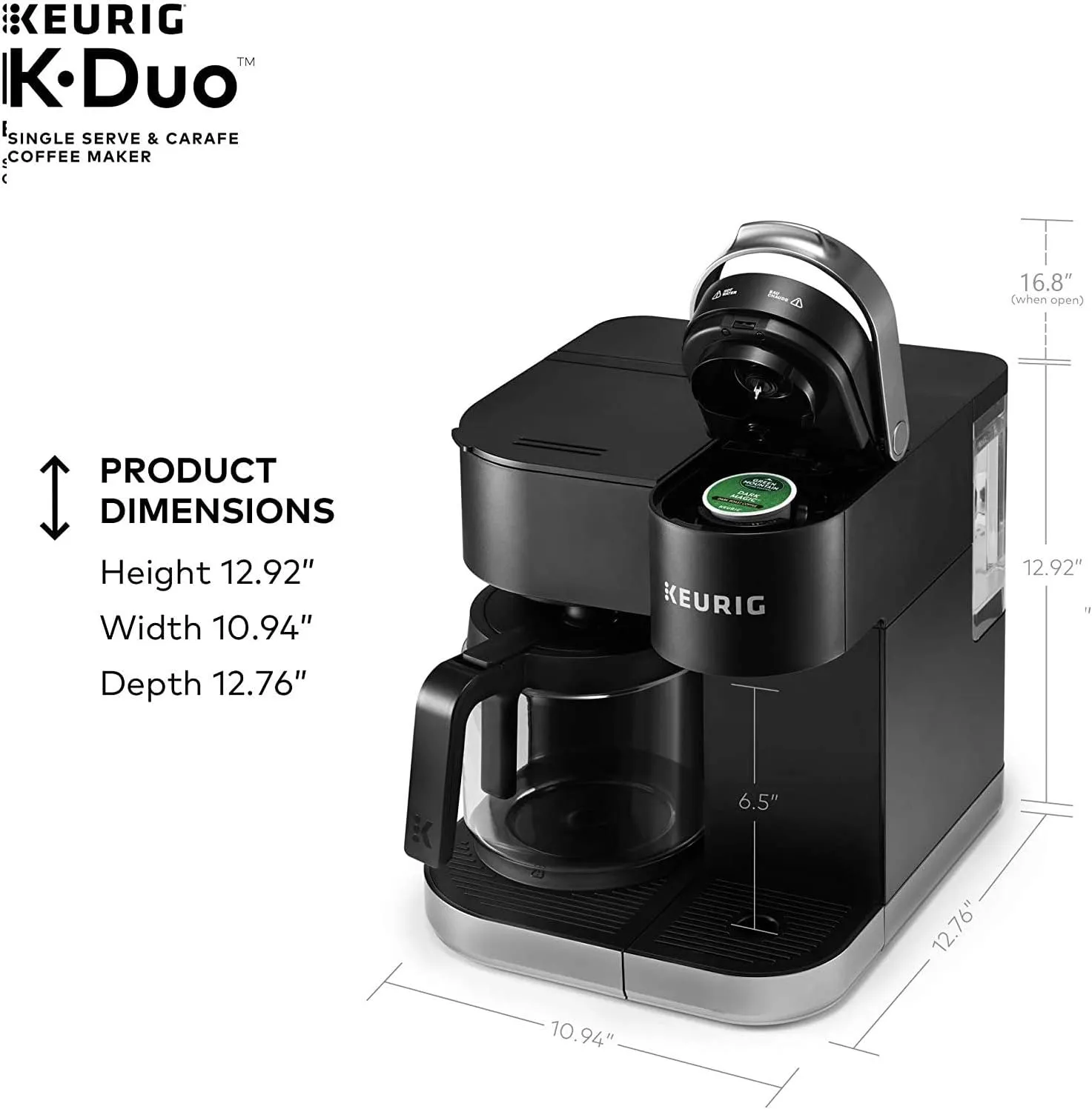 Keurig K-Duo Single Serve K-Cup Pod & Carafe Coffee Maker, Black