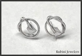 Knot with Petite Rowing Blades Post Earrings Made by Rubini Jewelers.